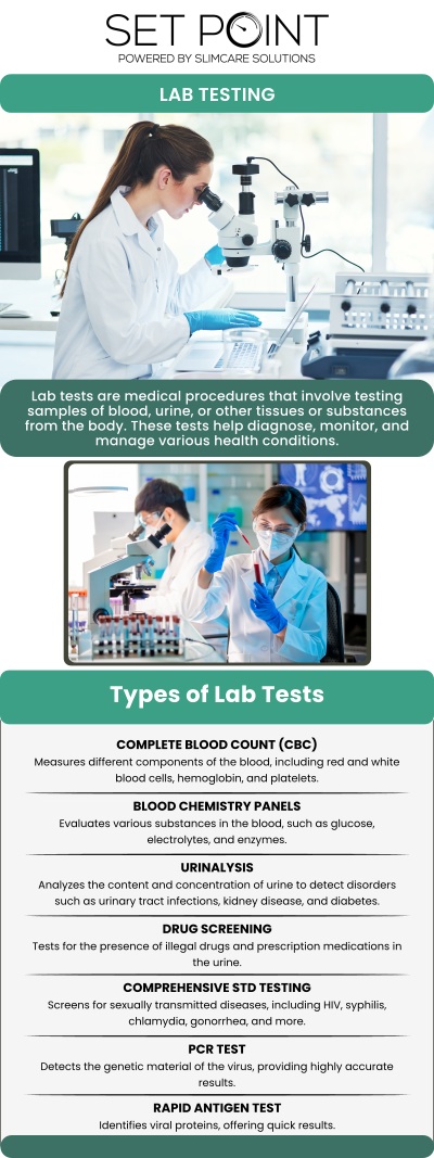 Common questions asked by patients: What are Custom Lab Panels? What kinds of health issues can custom panels help investigate? How long does it take to get my results back?
Set Point in Folsom, CA, offers custom lab panels and advanced diagnostics to uncover the true root causes of your symptoms and precisely track your health progress. Every test includes an in-depth, onsite provider review and advisory appointment to translate your unique results into a clear, personalized wellness plan. For more information, contact us or schedule an appointment. We are conveniently located at 850 Iron Point Rd Suite 114, Folsom, CA 95630.
